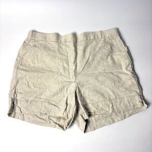 Banana Republic High Rise Linen Shorts Womens XL Flax Beige Pull On Elastic Wst